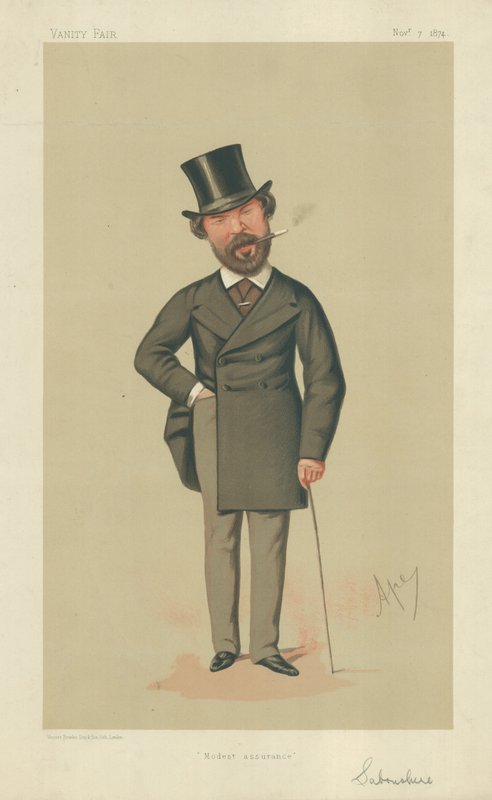 Mr Henry Du Pre Labouchere，谦虚保证，1874年11月7日，名利场漫画 作者 卡罗佩莱格里尼