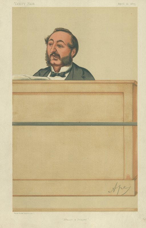 Mr Ira D Sankey，赞美和祈祷，1875年4月10日，名利场漫画 作者 卡罗佩莱格里尼