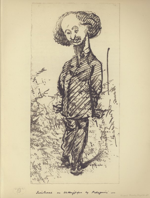 Swinburne on Blotting Paper（英国作家 Algernon Charles Swinburne 的漫画）（石版画） 作者 卡罗佩莱格里尼