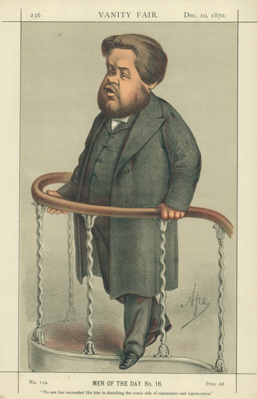 查尔斯·司布真牧师，1880年7月17日，“名利场”漫画中，没有人像他一样勾勒出忏悔和再生的漫画方面 作者 卡罗佩莱格里尼