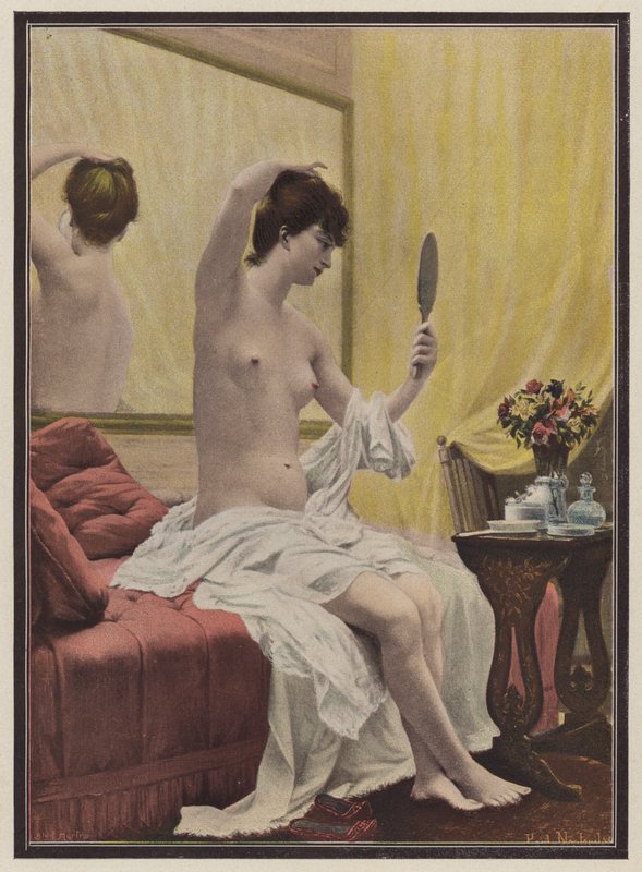 晨间梳妆的女子（彩色石版画） 作者 Celestin Francois（之后）Nanteuil