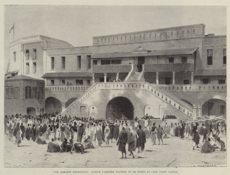 Ashanti探险队，等待在Cape Coast城堡雇用的本地航空公司 作者 查尔斯·奥古斯特·洛伊