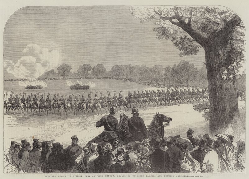 惠特星期一温莎公园的志愿者评论，Yeomanry Lancers和Mounted Artillery的指控 作者 约翰·查尔斯·罗宾逊爵士