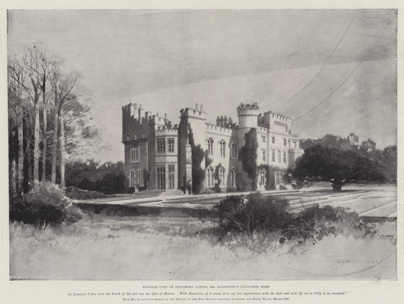 William Ewart Gladstone的生活，另一个Hawarden城堡景观，Gladstone先生最喜欢的家 作者 查尔斯·奥古斯特·洛伊