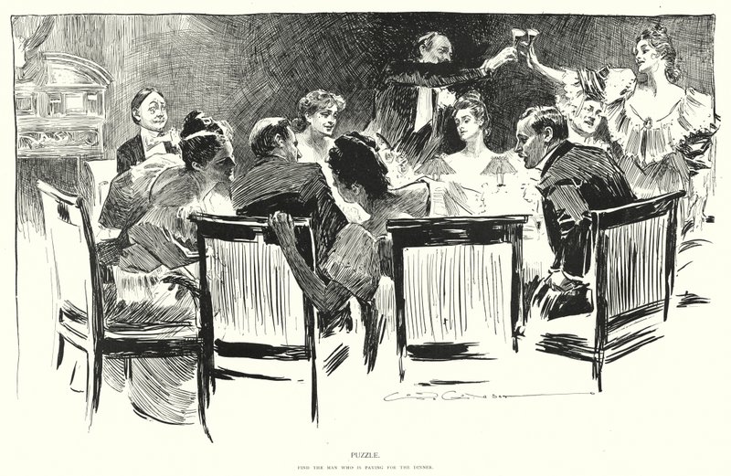 Puzzle, find the man who is paying for the dinner (litho) 作者 查尔斯·达纳·吉布森