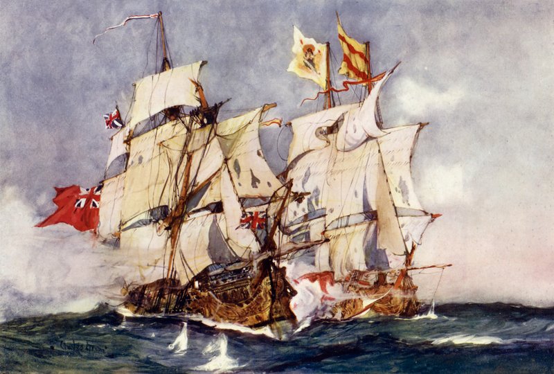 安森的Centurion乘坐1743年的西班牙大帆船Nuestra Senora de Cabadonga 作者 查尔斯·爱德华·迪克森