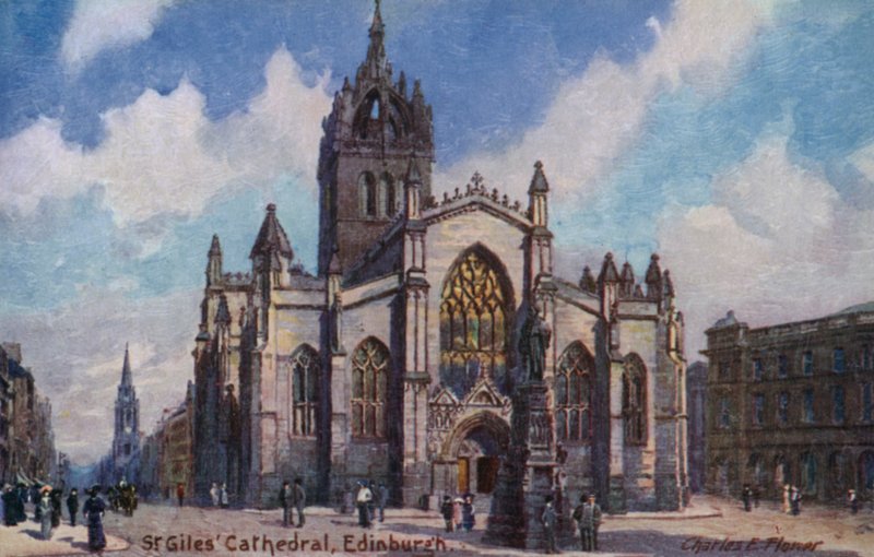 St Giles Cathedral, Edinburgh, Scotland (colour litho) 作者 查尔斯·埃德温·弗洛尔