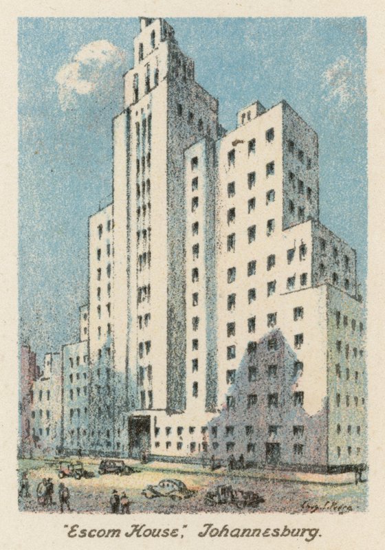 南非："Escom House"，约翰内斯堡（彩色石版印刷） 作者 查尔斯·欧内斯特·皮尔斯