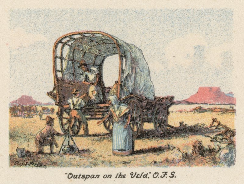 南非："Outspan on the Veld"，OFS（彩色印刷版） 作者 查尔斯·欧内斯特·皮尔斯