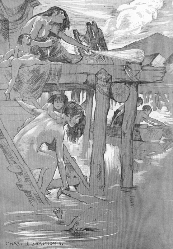 原始浴场（石版画） 作者 查尔斯·哈斯伍德·香农