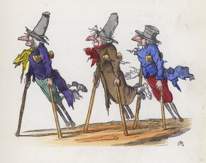 Three disabled beggars (coloured engraving) 作者 查尔斯·亨利（后）贝内特