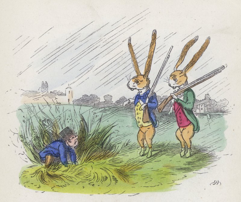 Two anthropomorphic rabbits out hunting (coloured engraving) 作者 查尔斯·亨利（后）贝内特