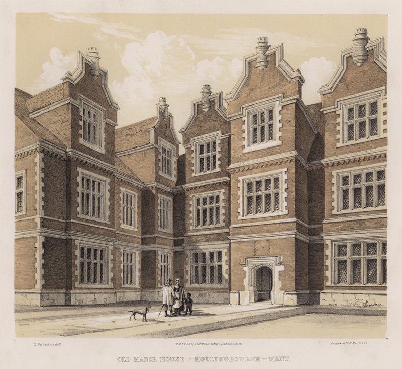 Old manor house, Hollingbourne, Kent (colour litho) 作者 查尔斯·詹姆斯·理查森