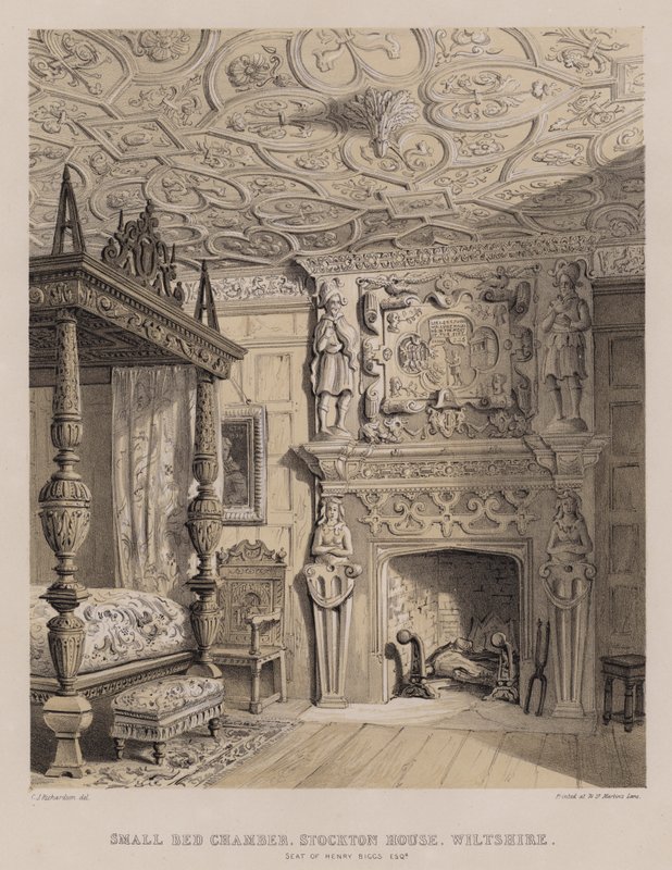 Small bed chamber, Stockton House, Wiltshire, seat of Henry Biggs (colour litho) 作者 查尔斯·詹姆斯·理查森