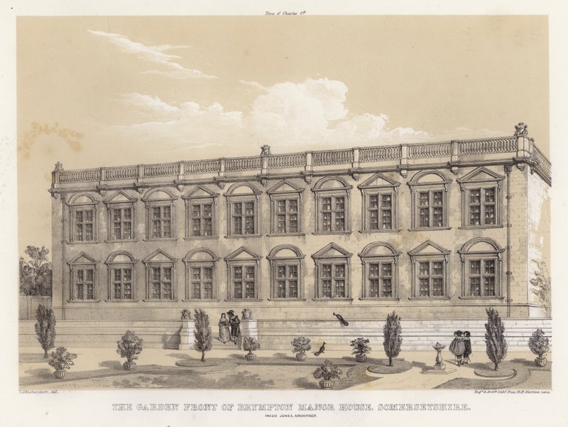 The garden front of Brympton Manor House, Somersetshire, Inigo Jones, architect (colour litho) 作者 查尔斯·詹姆斯·理查森