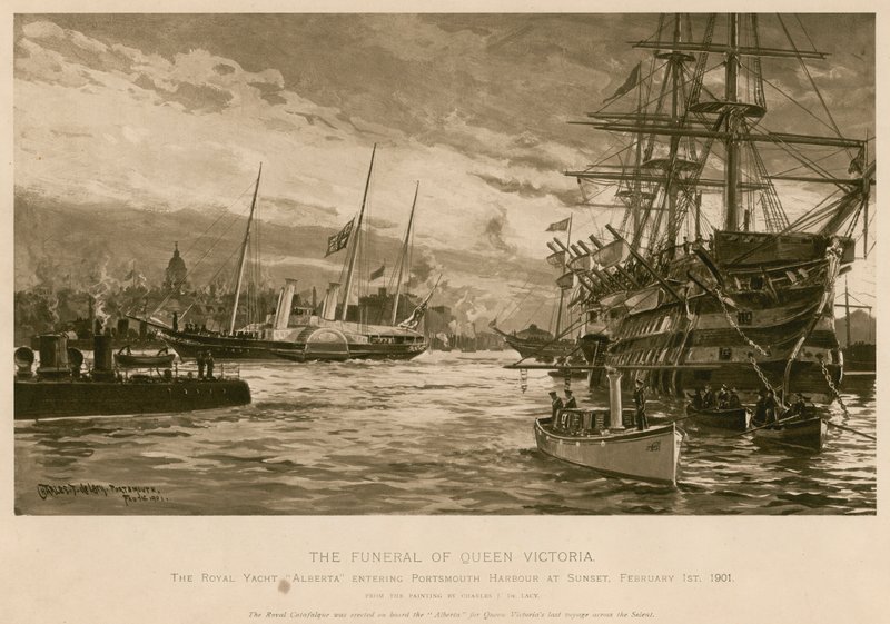 The funeral of Queen Victoria. The Royal Yacht Alberta, carrying the Queen