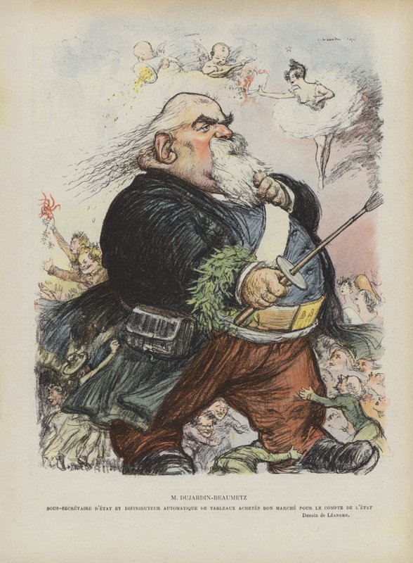 法国画家和政治家Etienne Dujardin-Beaumetz的漫画。 Le Rire的插图 作者 查尔斯·莱安德烈