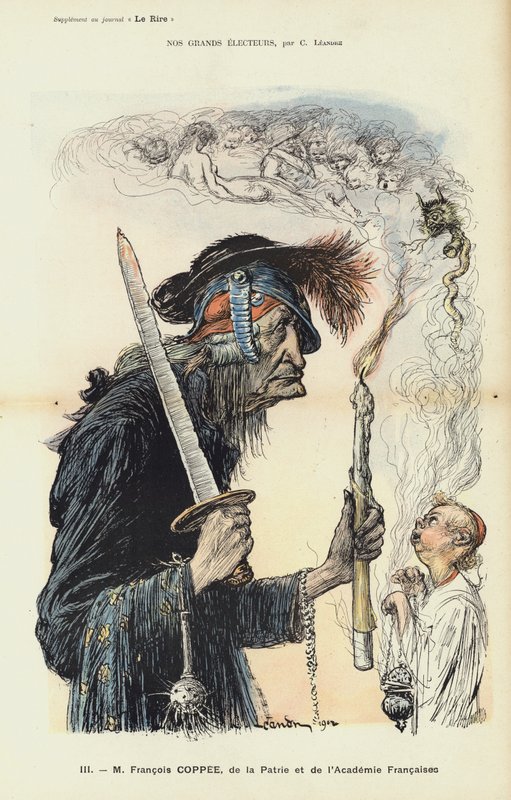 Francois Coppee，法国作家和民族主义者，Le Rire的插图 作者 查尔斯·莱安德烈