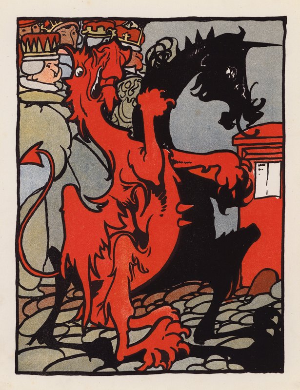 胡言乱语：与国王一起走过斯特兰德大街的纹章人物（彩色石版画） 作者 查尔斯·罗宾逊