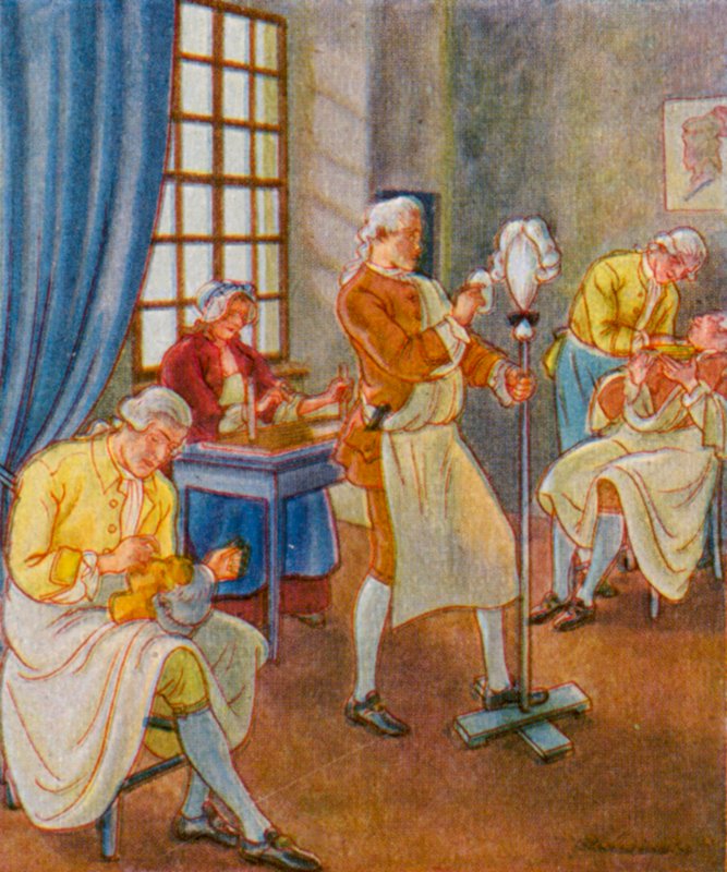 Peruckenmacher / 假发制作师（彩色石版印刷） 作者 克里斯托夫（1856年1945年）