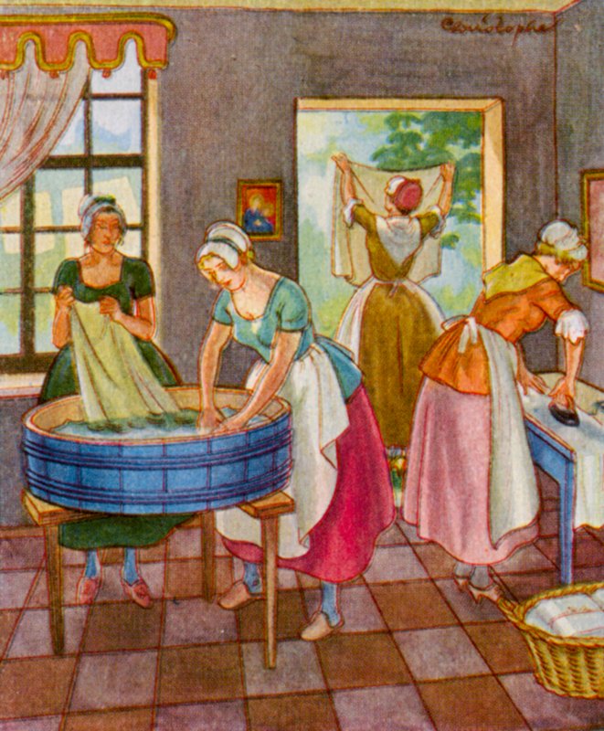 洗衣女工与拼盘》（彩色石版画） 作者 克里斯托夫 (1856-1945)