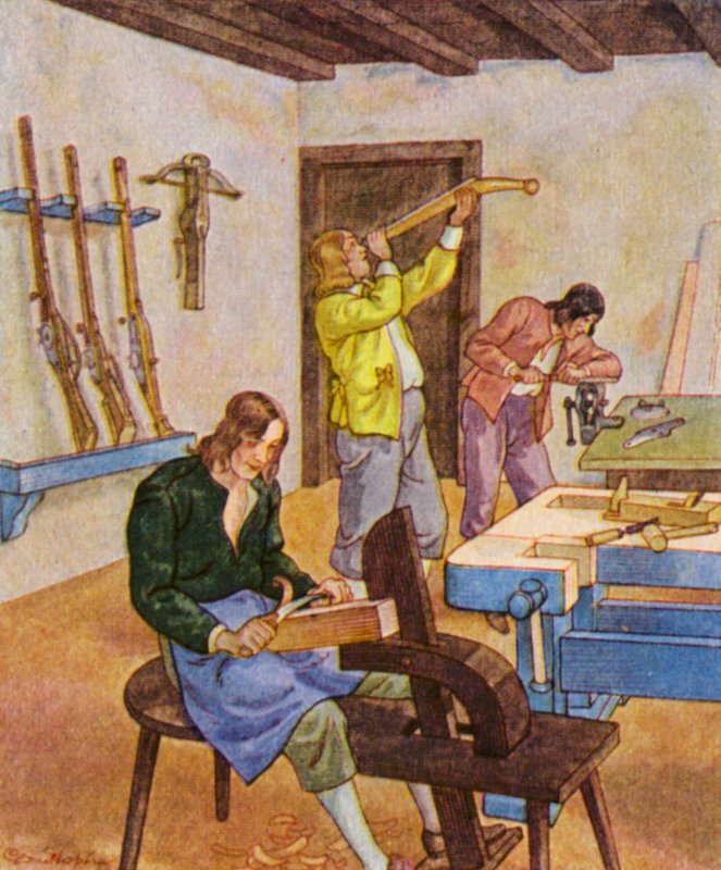 Bushmaker / Buchsenmacher（彩色石版印刷） 作者 克里斯托夫（1856年1945年）