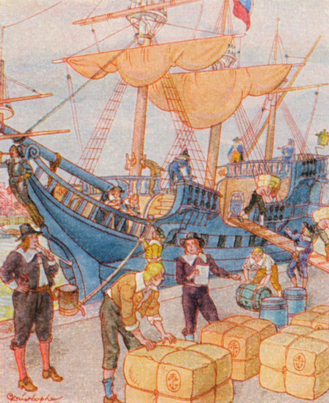 Hafen Mit Tabakballen / 带烟草包的港口（彩色石版印刷） 作者 克里斯托夫（1856年1945年）