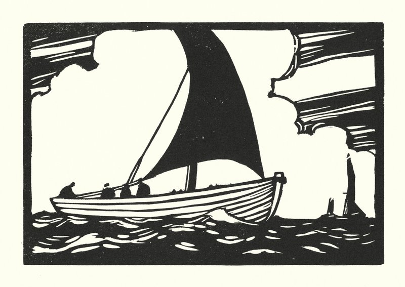 渔船和驳船Deal Galley Punt（木刻） 作者 西里尔·威尔金森