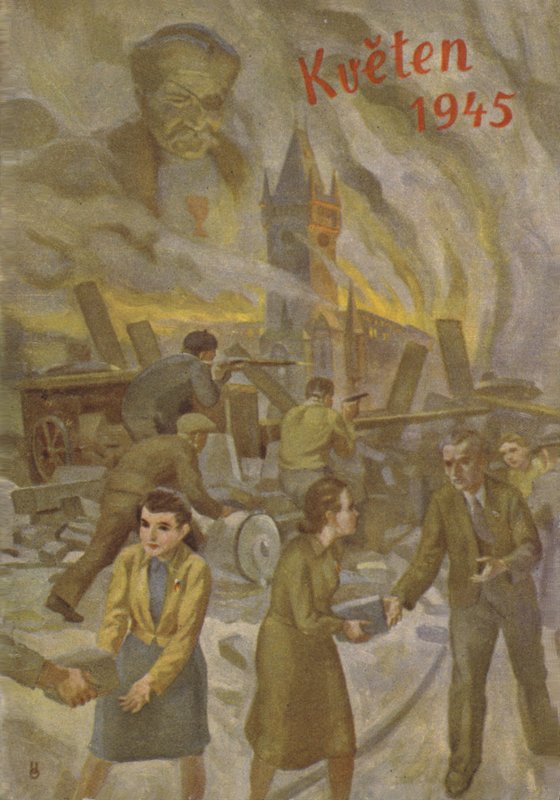 布拉格人民在1945年5月互相帮助和战斗。 作者 捷克学派