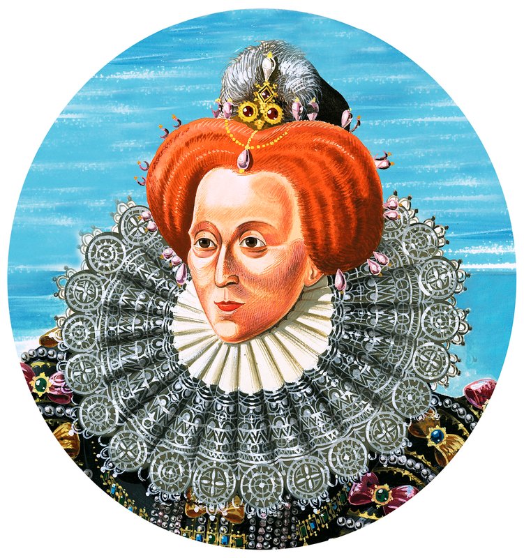 伊丽莎白一世女王（纸上水粉画） 作者 丹·埃斯科特
