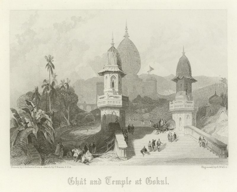Ghat和寺庙在Gokul，印度 作者 大卫·罗伯茨