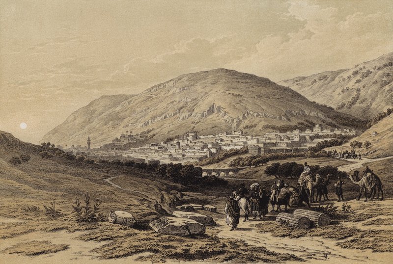 Nablous, the Ancient Shechem (colour litho) 作者 大卫（后）罗伯茨