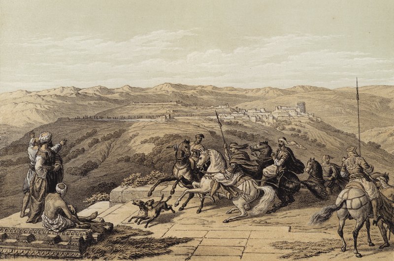 Sebaste, Ancient Samaria (colour litho) 作者 大卫（后）罗伯茨