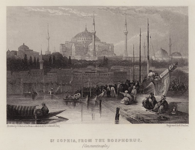 St Sophia, from the Bosphorus, Constantinople (colour litho) 作者 大卫（后）罗伯茨