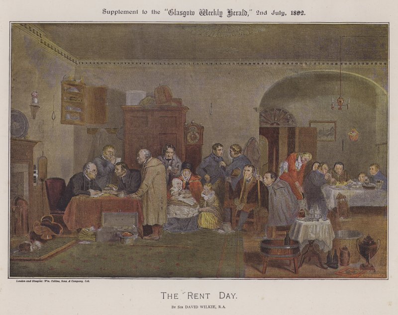 The Rent Day (colour litho) 作者 大卫（继）威尔基