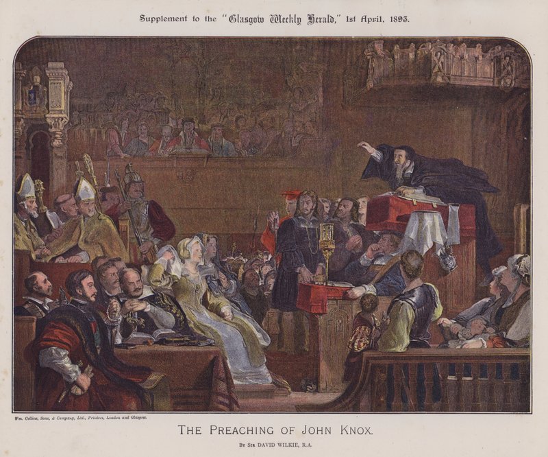 The preaching of John Knox (colour litho) 作者 大卫（继）威尔基