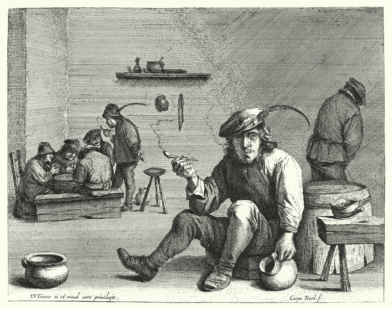 吸烟者（版画） 作者 幼年的大卫（后）Teniers