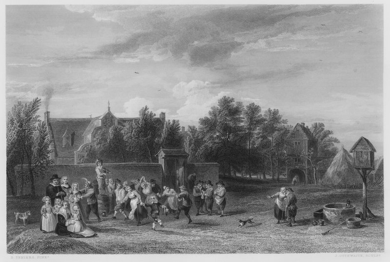 Village Fete，来自皇家收藏中的图片（雕刻） 作者 幼年的大卫（后）Teniers