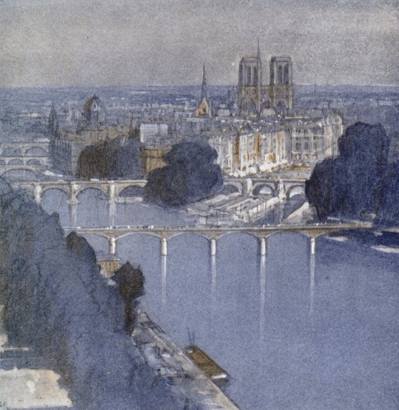 Paris and the Seine (colour litho) 作者 唐纳德（后）麦克斯韦