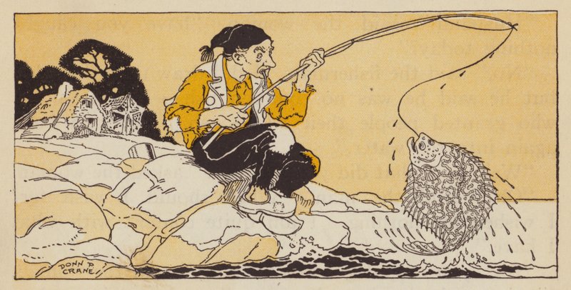 渔夫和他的妻子》，德国童话（彩色石版画） 作者 唐·P·克兰