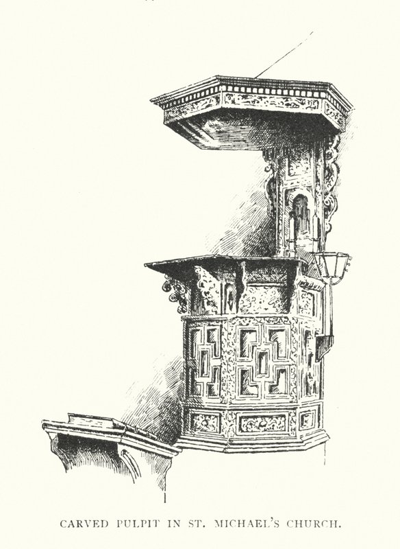 圣米歇尔教堂的雕刻讲坛（石版画） 作者 邓肯·莫尔