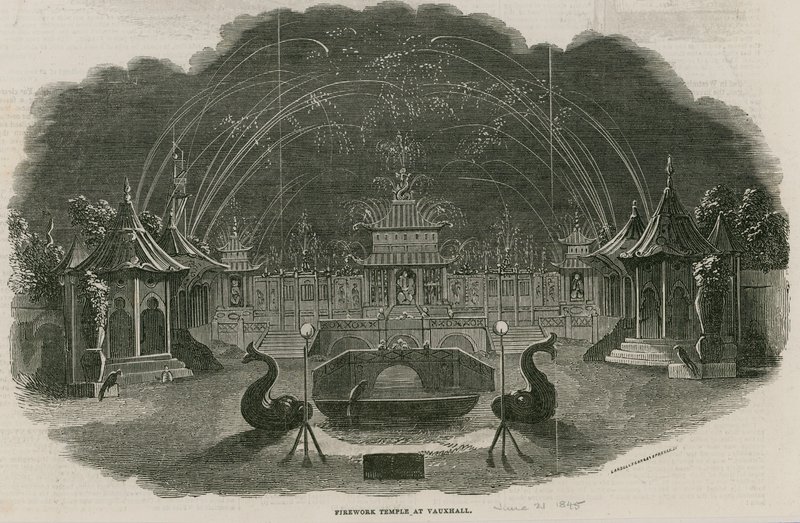 在皇家Vauxhall庭院的烟花寺庙，伦敦 作者 埃比尼泽·兰德尔斯