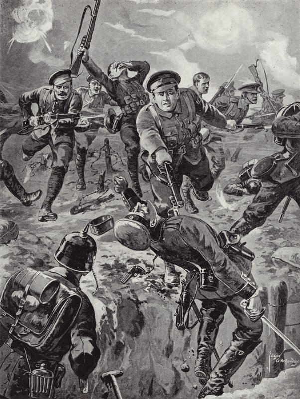 1916年7月20日，法国德尔维尔伍德，下士和约瑟夫戴维斯下士和刺刀一起划船 作者 埃德加·阿尔弗雷德·霍洛威