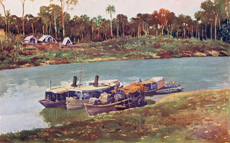 亚马逊河上游距海三千英里处的军事营地（彩色石版画） 作者 埃德加·帕蒂森