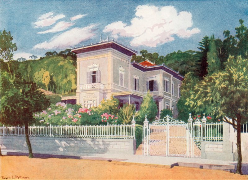 约瑟夫-沃克先生的住宅，彼得罗波利斯（彩色石版画） 作者 埃德加·帕蒂森