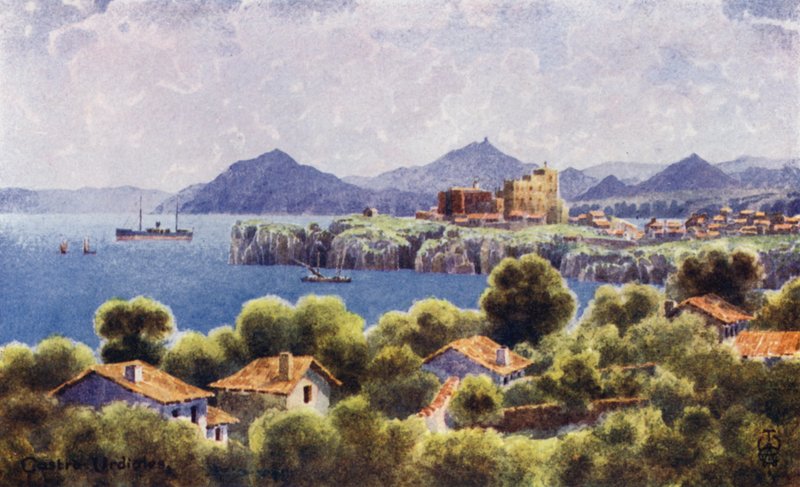 西班牙北部：卡斯特罗·乌迪亚莱斯 (Castro Urdiales)，毕尔巴鄂海岸线（有色会员） 作者 埃德加 TA 威格拉姆