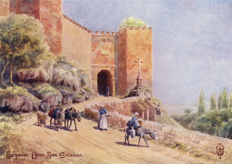 西班牙北部：塞哥维亚，Arco San Esteban（彩色石版画） 作者 埃德加 TA 威格拉姆