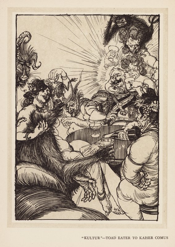 德皇的花环"文化"，食蟾蜍者到德皇科莫斯（石版画） 作者 埃德蒙·约瑟夫（后）沙利文