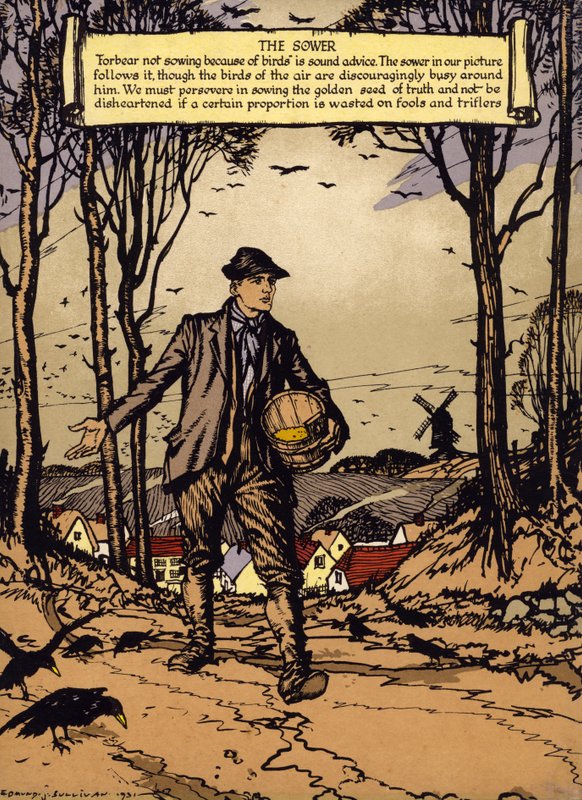 The Sower (colour litho) 作者 埃德蒙·约瑟夫·沙利文