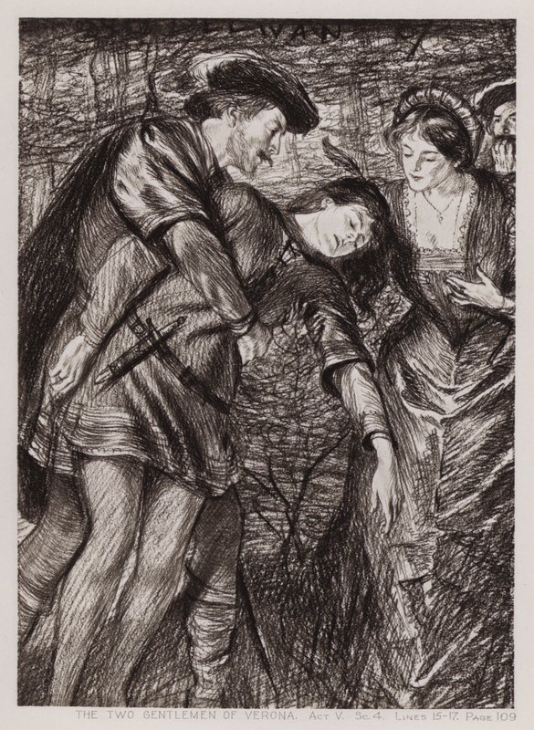 维罗纳的两位绅士，第五幕，Sc 4（石版画） 作者 埃德蒙·约瑟夫·沙利文